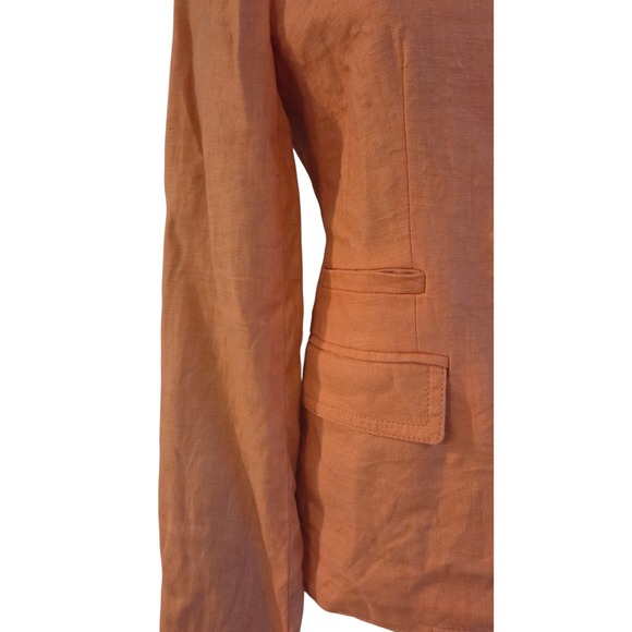 J.Crew Womens Linen Blazer Jacket Size 4 Apricot Orange Two Button Notch Lapel - Picture 5 of 12